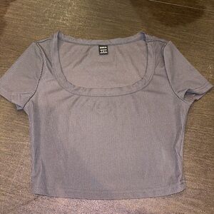 SHEIN Gray Ribbed Crop Top